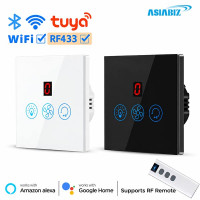Tuya WiFi Smart Fan & Light 2 in 1 Switch with RF Remote (Black & White)
